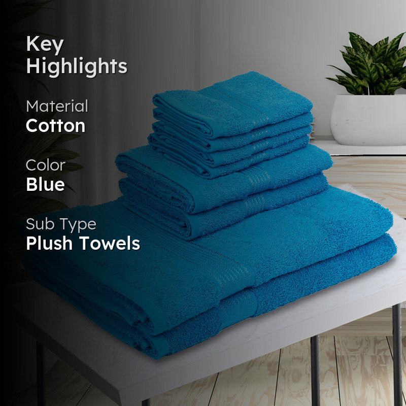 Eva Quick Dry Towel Combo (Blue) - Eight Piece Set media 2