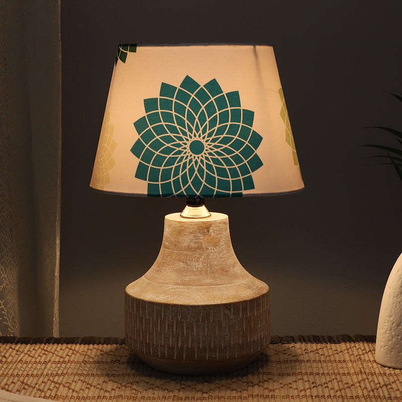 Akari Ming Printed Mango Wood Table Lamp - Multicolor