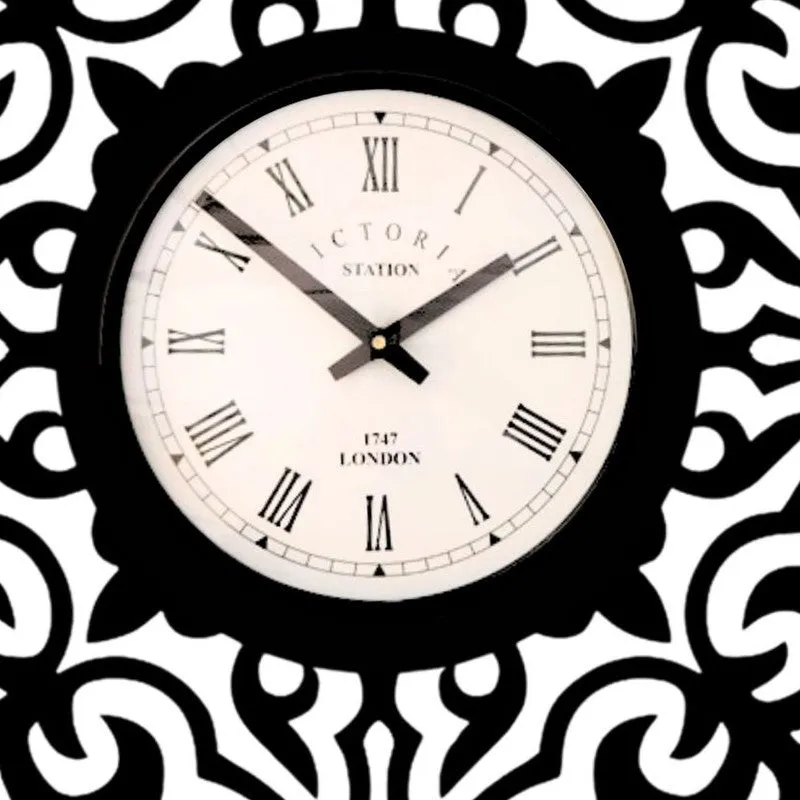 Flora Steel Analog Wall Clock - Black media 5