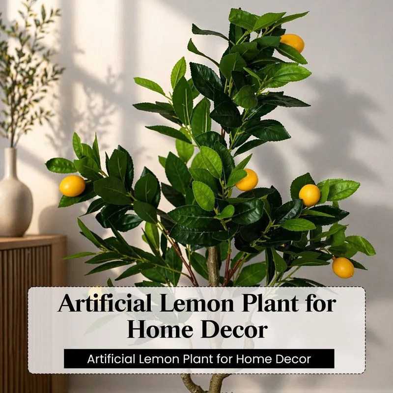 Lemon Aura Artificial Plant With Black Plastic Pot - 93 cm (3.1 ft) media 5