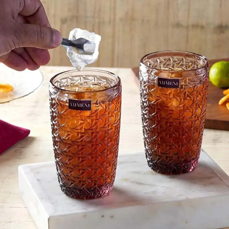Elixir Tall Glass (Maroon) (390 ml ) - Set Of Four media 3