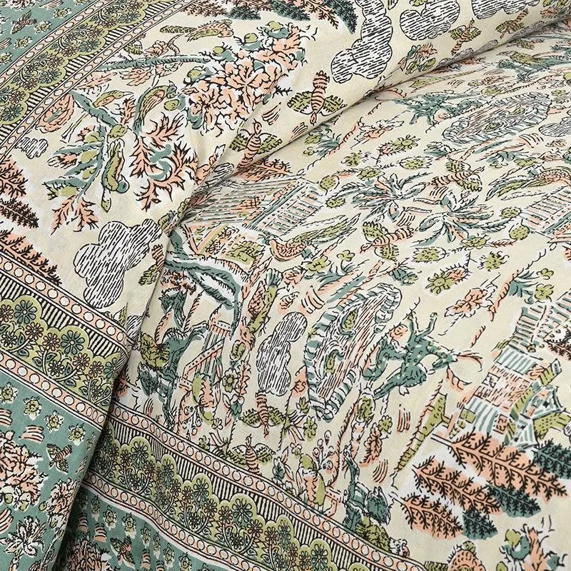 Jimika Printed Cotton Bedsheet (Green) - 160 TC media 4