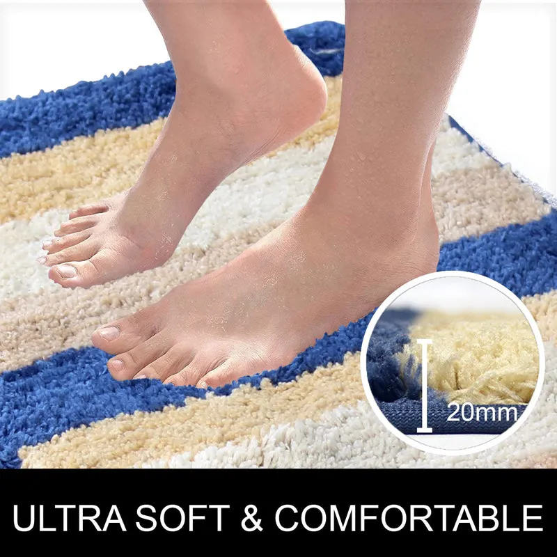 Jericho Luxe Bath Mat - Blue, Beige media 4