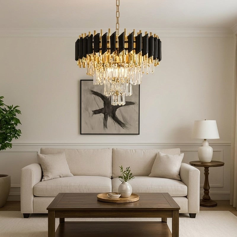 Opulent Glow Metal Chandelier - Gold & Black media 2