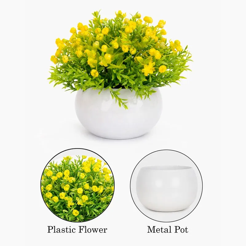 Petalvine Artificial Rose Flower Plant With Pot (Yellow) -14CM media 5