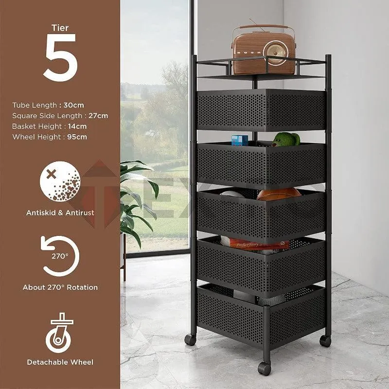 Tidy Mate 5-Tier Corner Storage Rack with Wheels - Black Mild Steel media 6