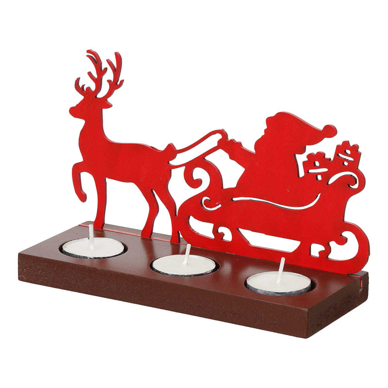 Sleigh Of Light Wood Christmas Tea Light Holder - Red media 6