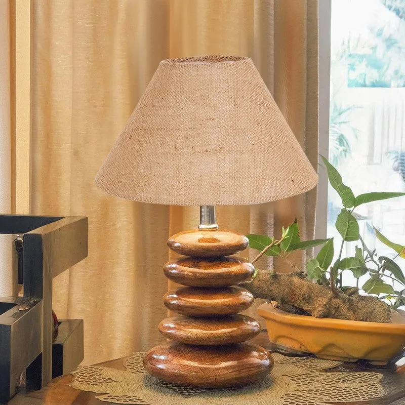 Lynari Jute Table Lamp With Wooden Base - Beige media 4