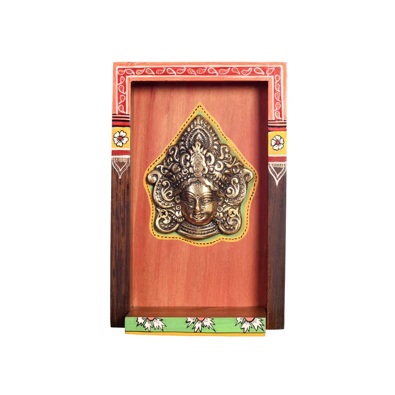 Brass Vishnu Sculpture Wooden Wall Accent media 4