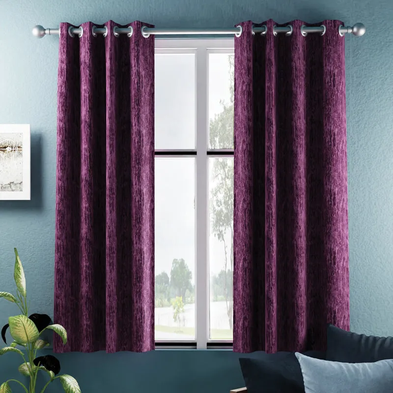 Clover Jaquard Blackout Curtain (Violet) - Set Of Two media 1
