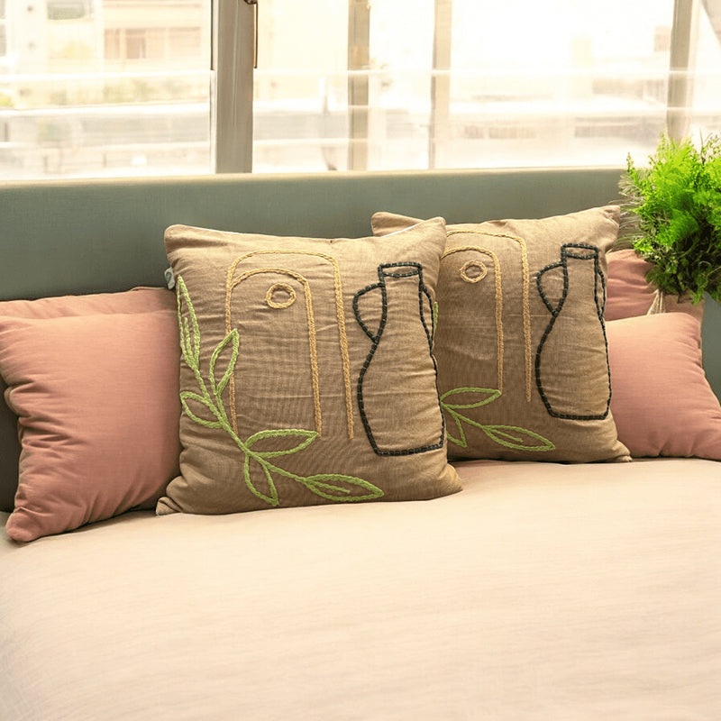 Puffy Puzzle Tufted Cushion Cover (Beige) - Set Of Two media 2