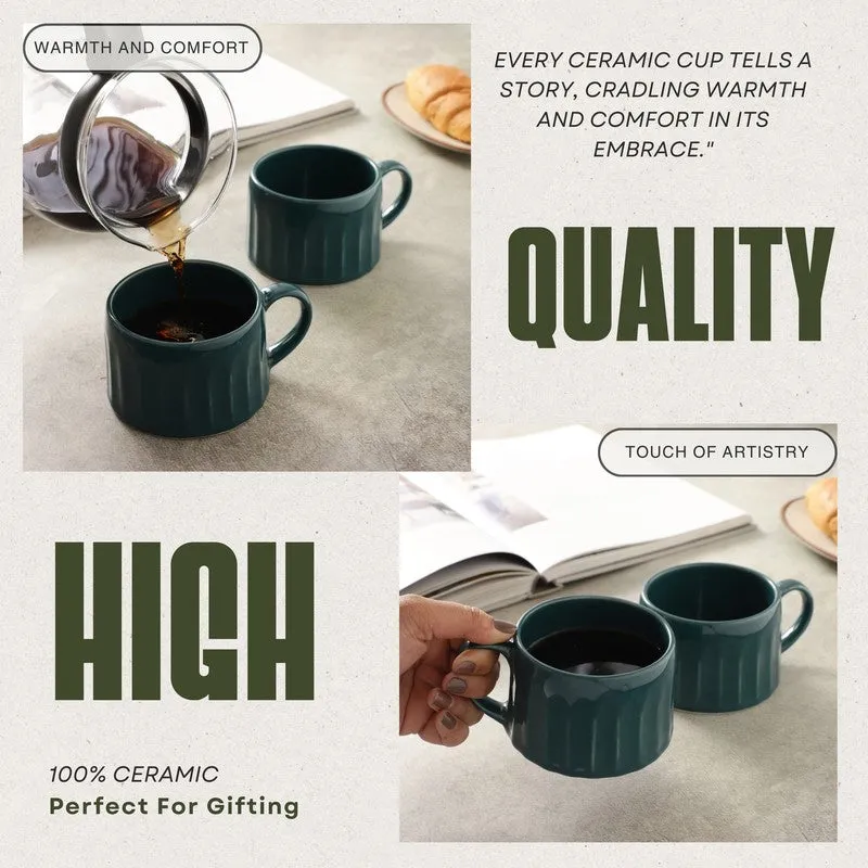 Teal Stoneware Coffee Mug (300 mL Each) - Set Of Two media 8