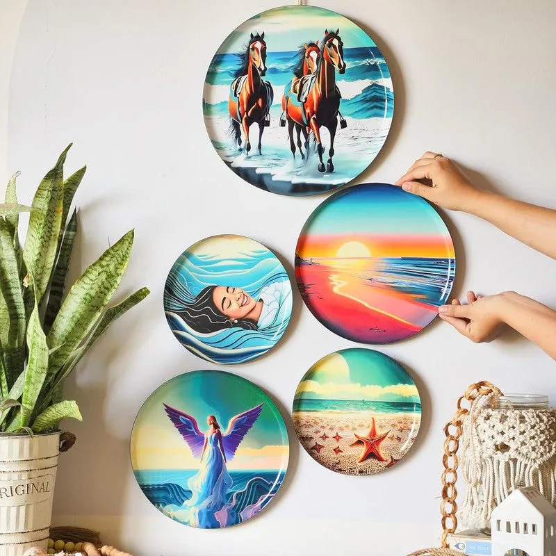 Scenic Art Round Metal Wall Plates - Set Of Five media 1