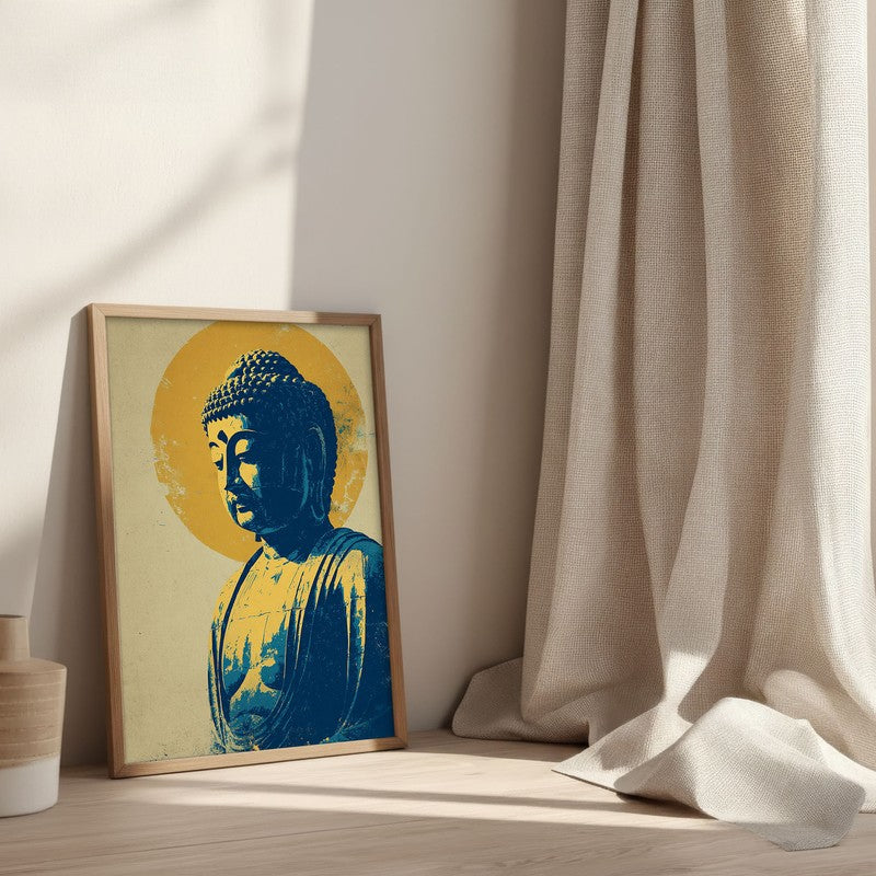 Peaceful Buddha In Meditative Calm III Archival Paper Wall Painting With Brown Frame media 3
