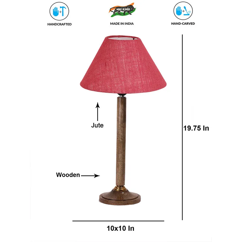 Loft Gleam Table Lamp With Wooden Base - Red,Brown media 4