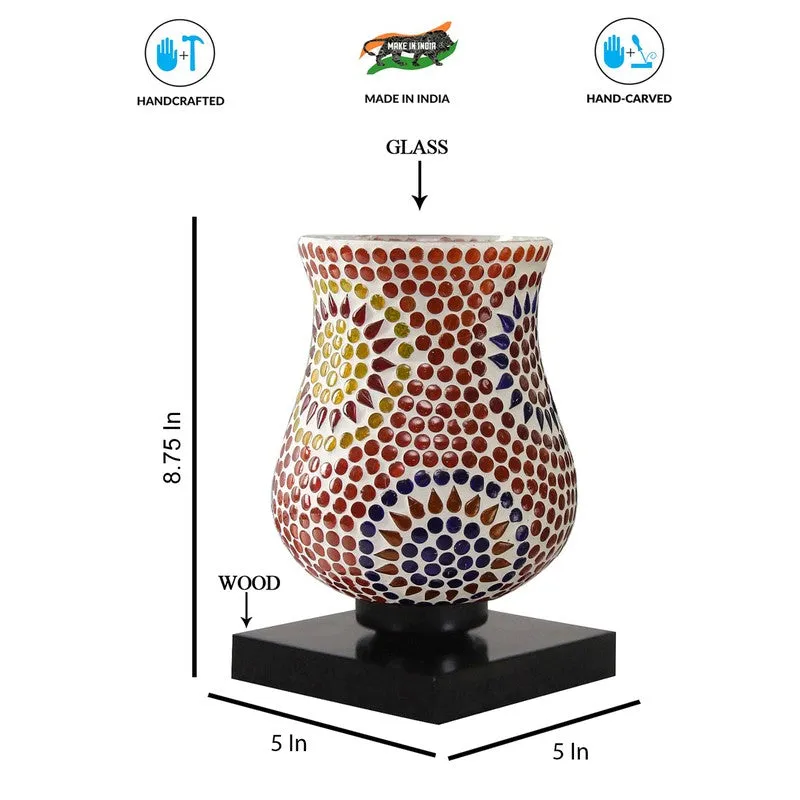 Lumet Mosaic Glass Table Lamp With Wooden Base - Multicolor media 9