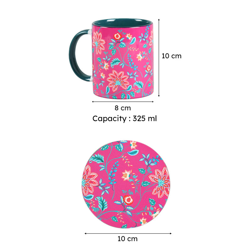 India Circus Elven Bloom Ceramic Mug With Coaster (325 mL Each) - Four Piece Set media 7