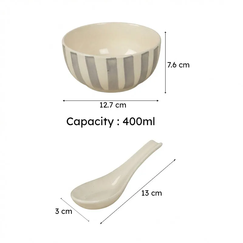 Ceramic Soup Bowls (Grey,White,400 mL Each) - Eight Piece Set media 7