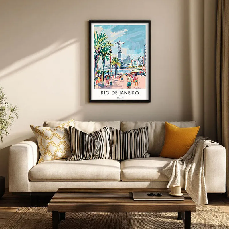 Vintage Rio De Janeiro  Framed Canvas Wall Painting media 1