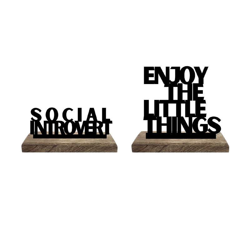 Introvert's Delight Typography Showpiece - Set Of Two media 5