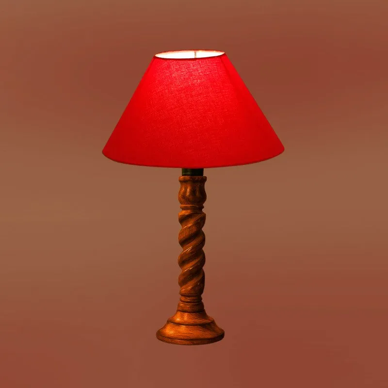Elvane Elora Wooden Table Lamp - Red media 7