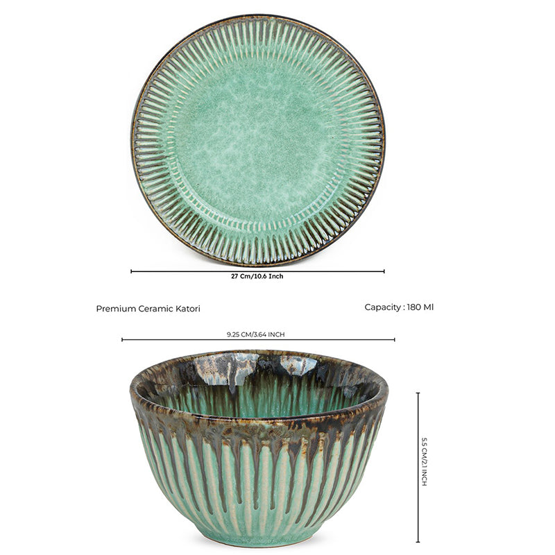 Mintora Green Ceramic Dinner Set - 12 Piece Set media 7