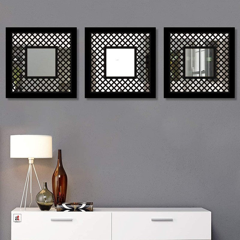 Woodelle Wall Accent With Wooden Frame (Black) - Set Of Three