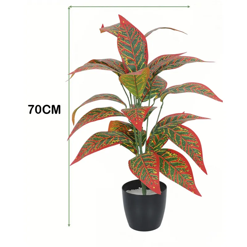 Amazonia Artificial Red Croton Plant With Black Plastic Pot - 2.3 Feet media 6
