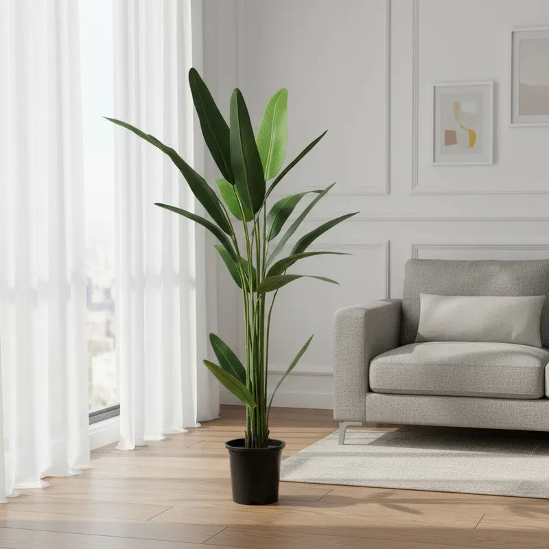 LioraLeaf Artificial Banana Plant With Black Plastic Pot - 4.1 Feet media 3