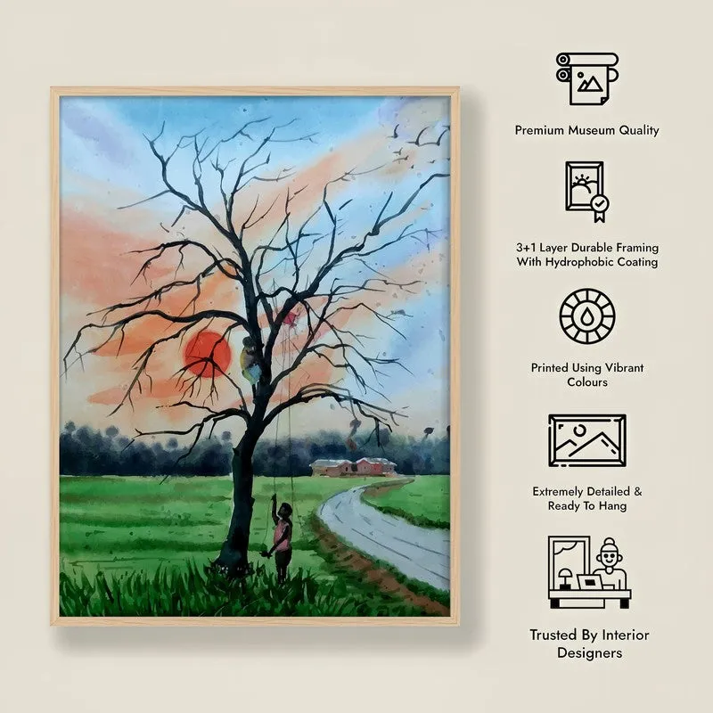 Country Roads Archival Paper Wall Art - Natural Brown Frame media 8