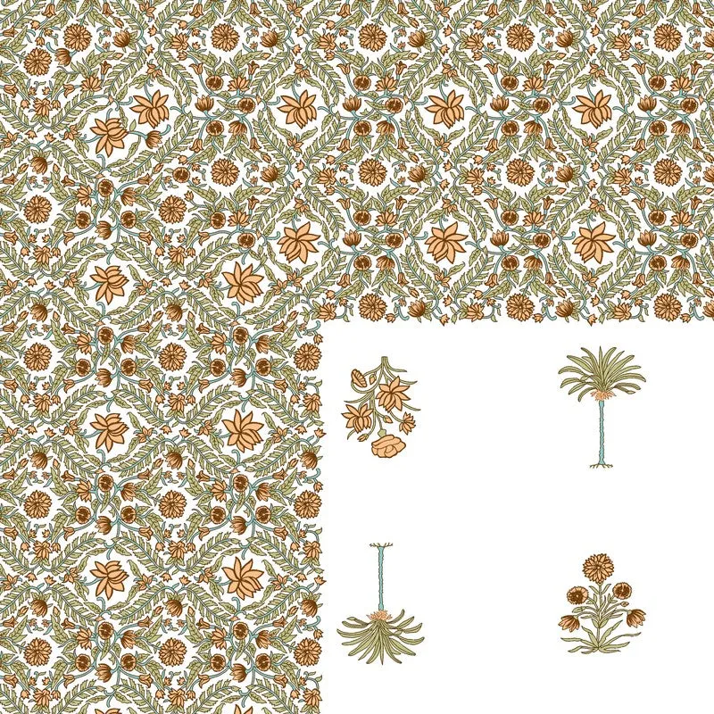 Rang Style Cotton Bedsheet (Orange,Green,White) - 120 TC media 6
