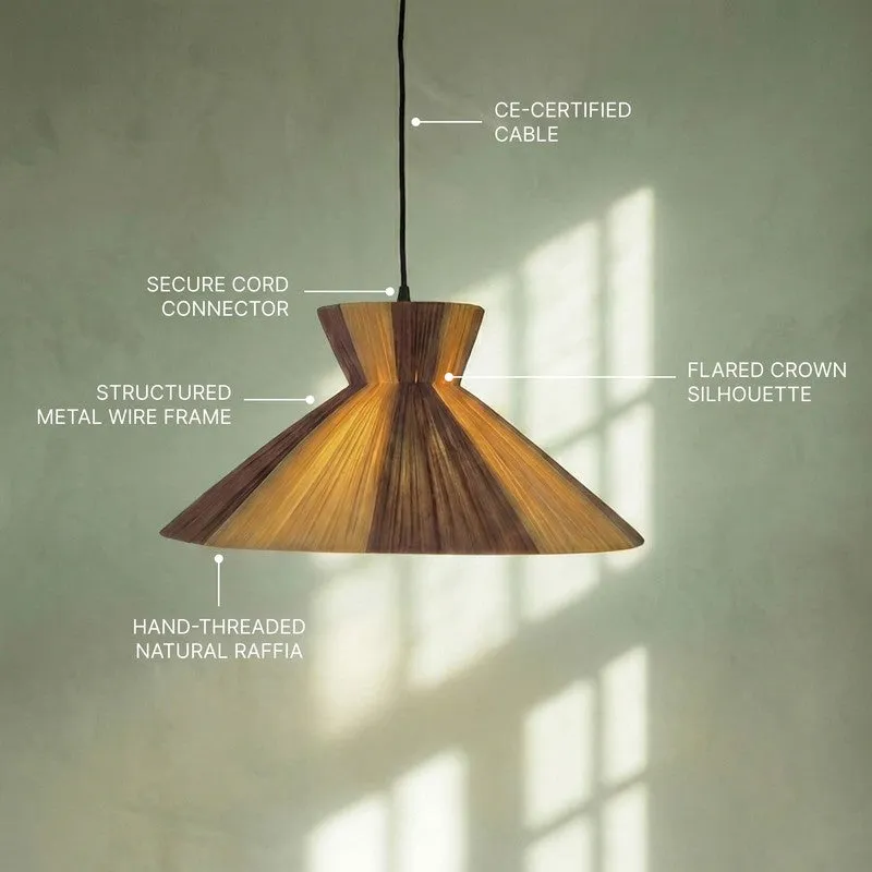 Fig Living Warmora Raffia Ceiling Lamp - Brown & Beige media 10