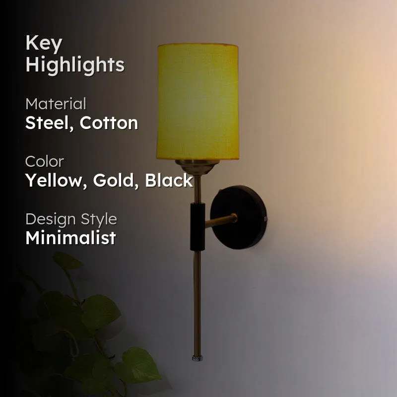 Beryll Cylindrical Steel & Cotton Wall Lamp - Yellow media 2