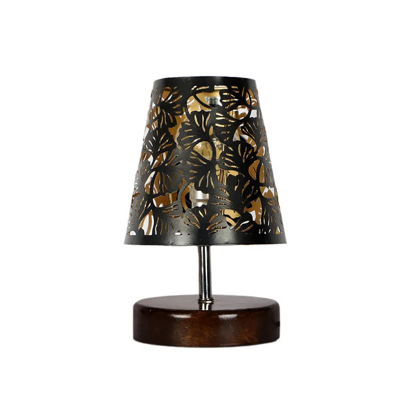 Mita Etched Metal Table Lamp - Black,Brown media 3