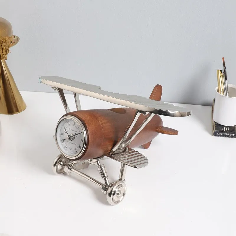 Vintage Airplane Table Clock Silver media 1
