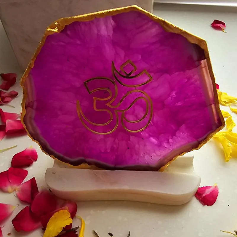 Sacred Om Tealight Candle Holder - Pink media 1