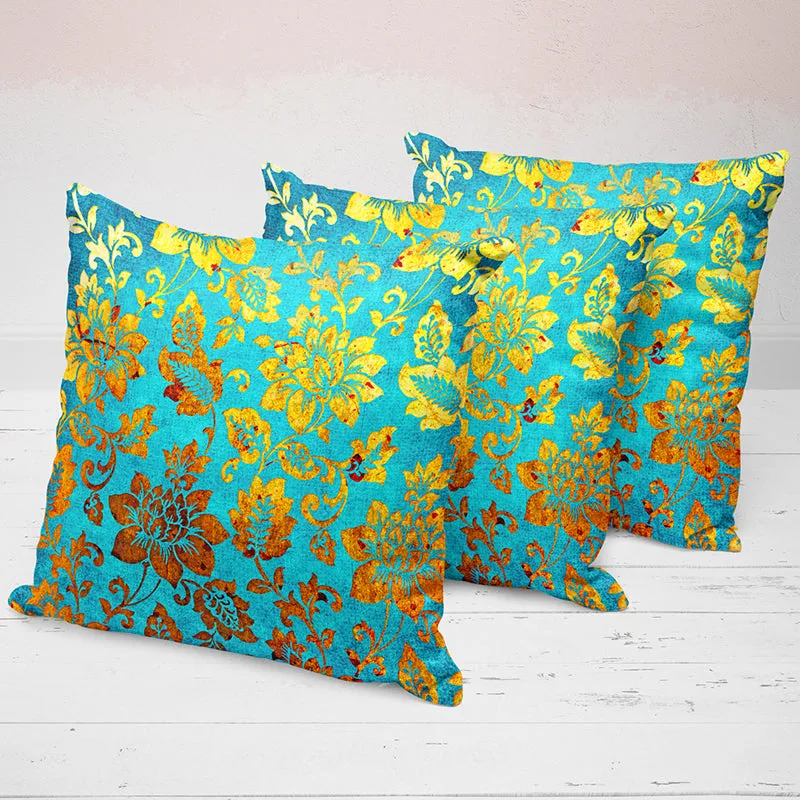 Aurum Fleur Printed Cushion Cover Set - Set Of Three media 1