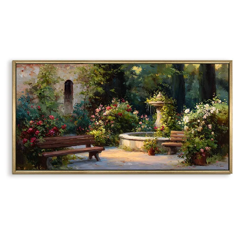 Fountain Reverie Canvas Wall Painting With Frame media 3