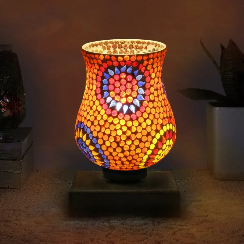 Mirello Mosaic Glass Table Lamp With Wooden Base - Multicolor media 1