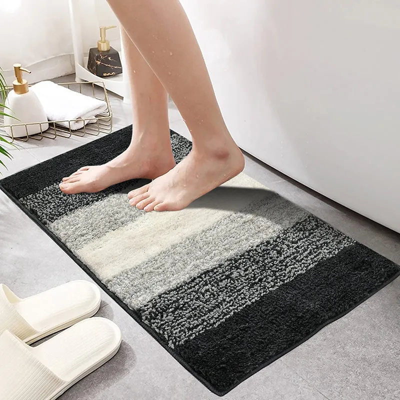 Elvira Anti Skid Striped Bath Mat - Grey media 1