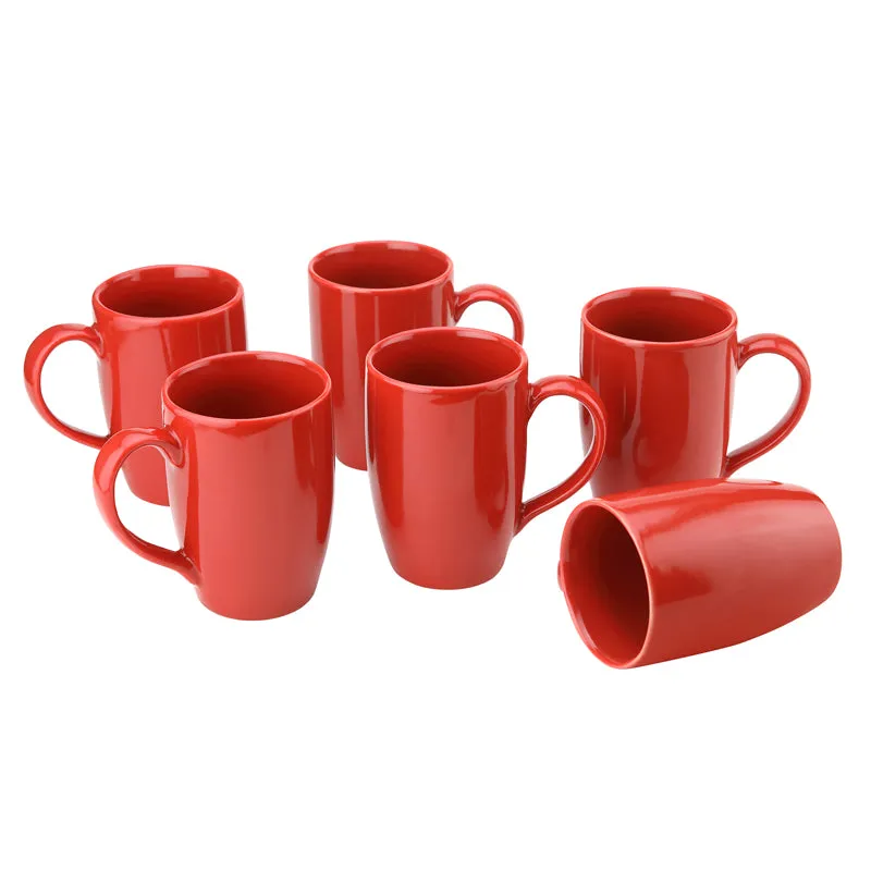 Kopi Ceramic Coffee Mug (Red/350 mL Each) - Set Of Six media 4