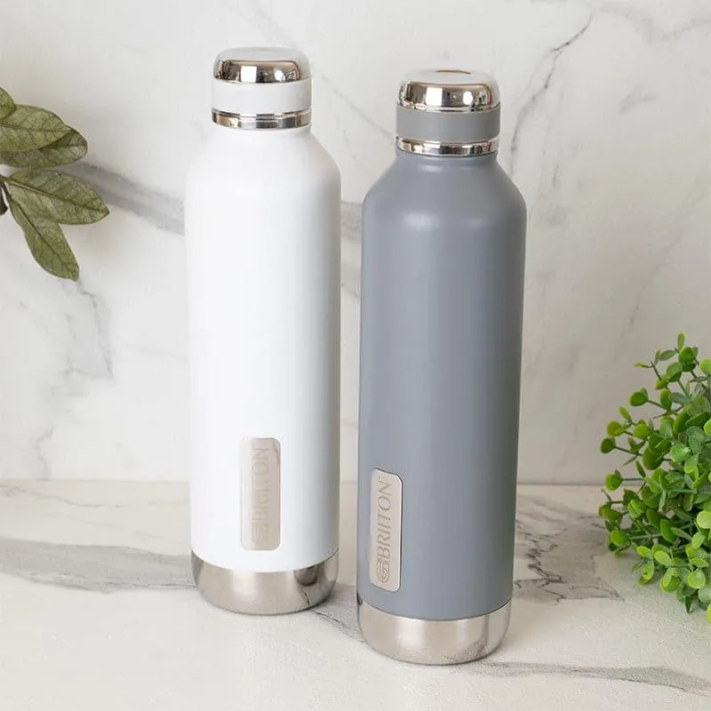 Bristo Sip Hot & Cold Thermos Water Bottle (White & Grey, 750 mL Each) - Set Of Two media 1
