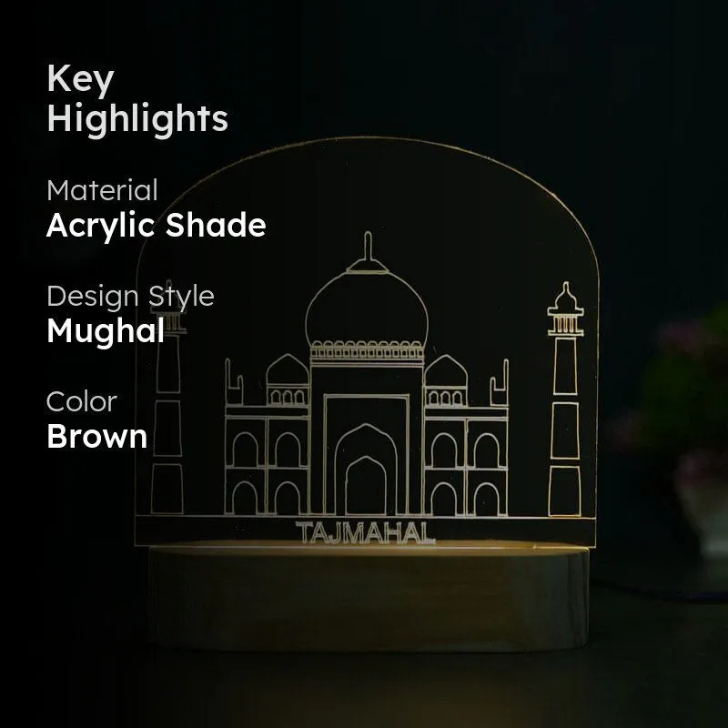 Taj Mahal Glory Luminance LED Acrylic Table Lamp - Brown media 2