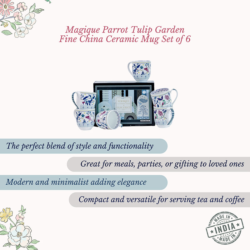 Magique: Parrot Tulip Garden Fine China Mug (200 mL Each) - Set of Six media 5