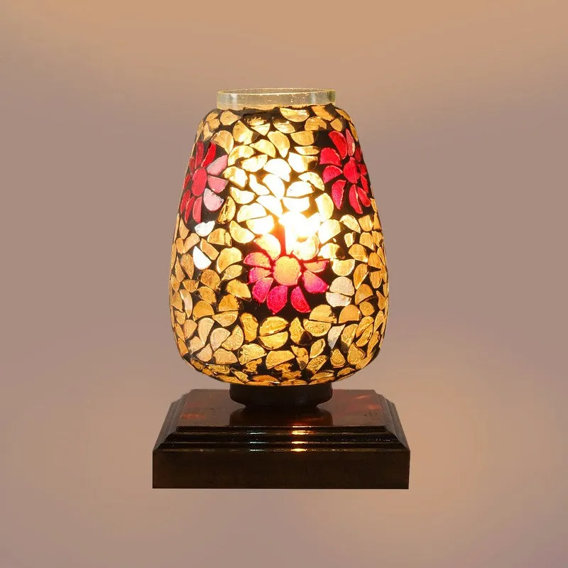 Veloura Mosaic Glass Table Lamp With Wooden Base - Multicolor media 8