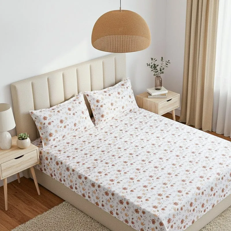 Mudra Floral Cotton Bedsheet (Brown,Grey) - 180 TC media 3