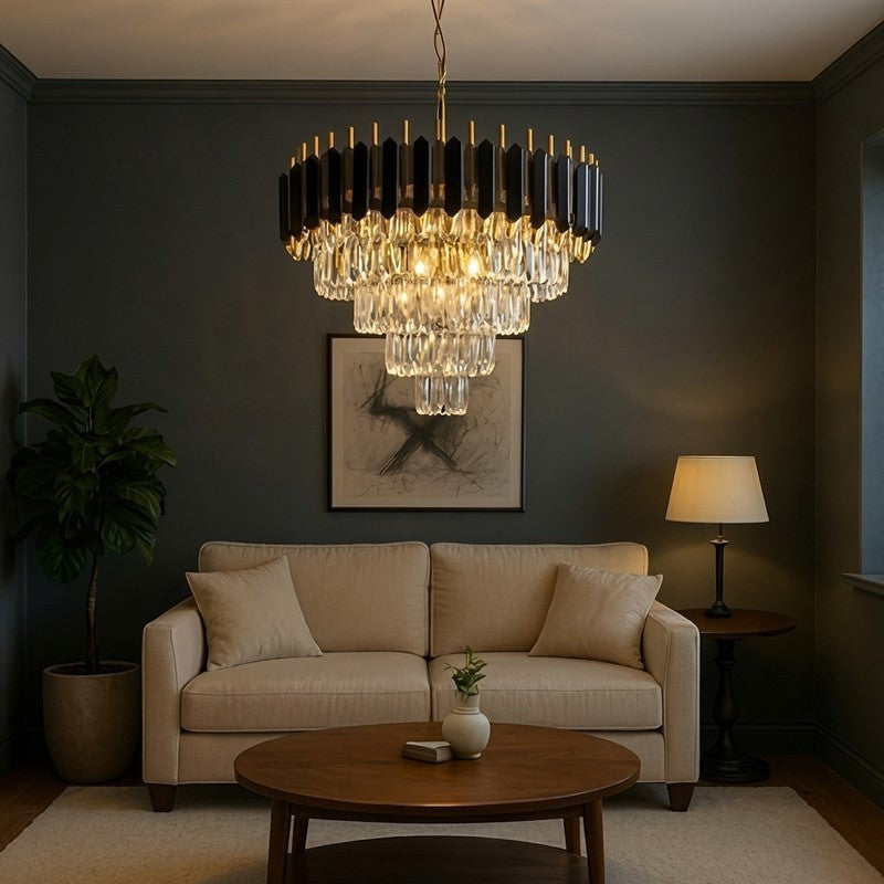 Opulent Glow Metal Chandelier - Gold & Black media 6