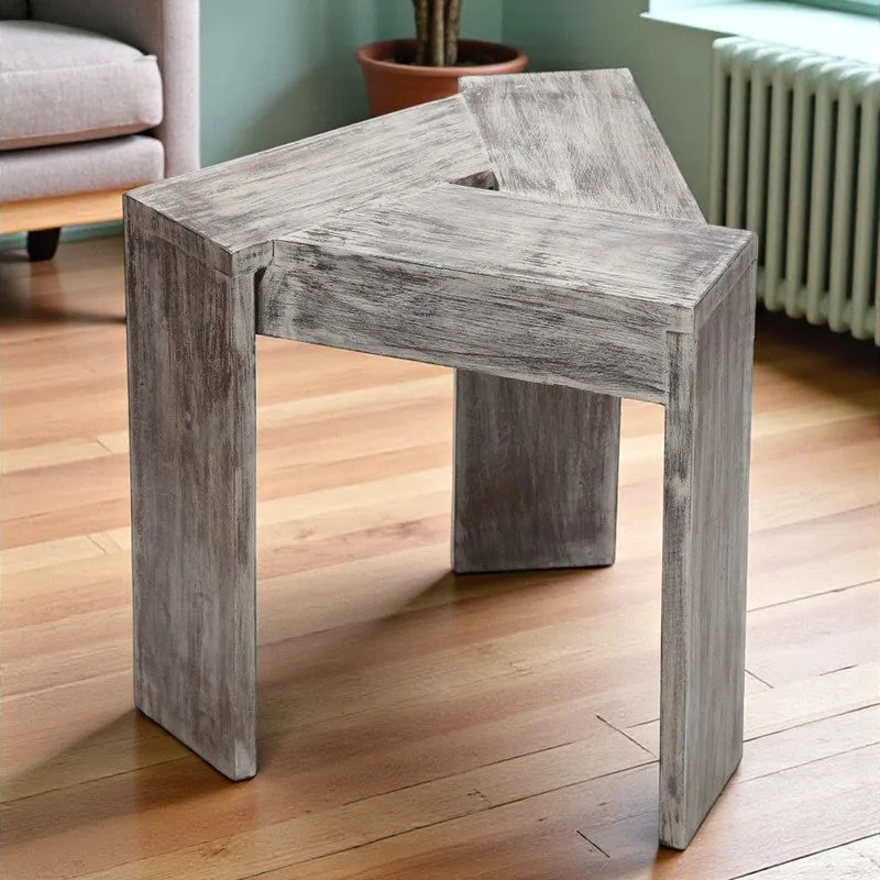 Lverox Sheesham Wooden Side & Bedside Table - Grey media 3