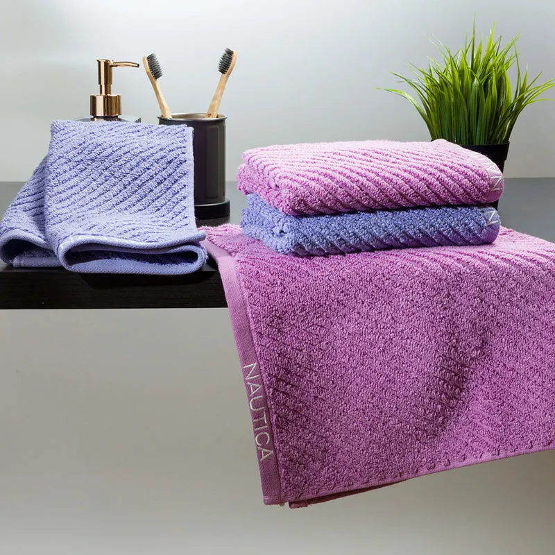 Nautica Riviera Soft Cotton Hand & Face Towel (Light Blue & Lilac) - Set Of Four media 1
