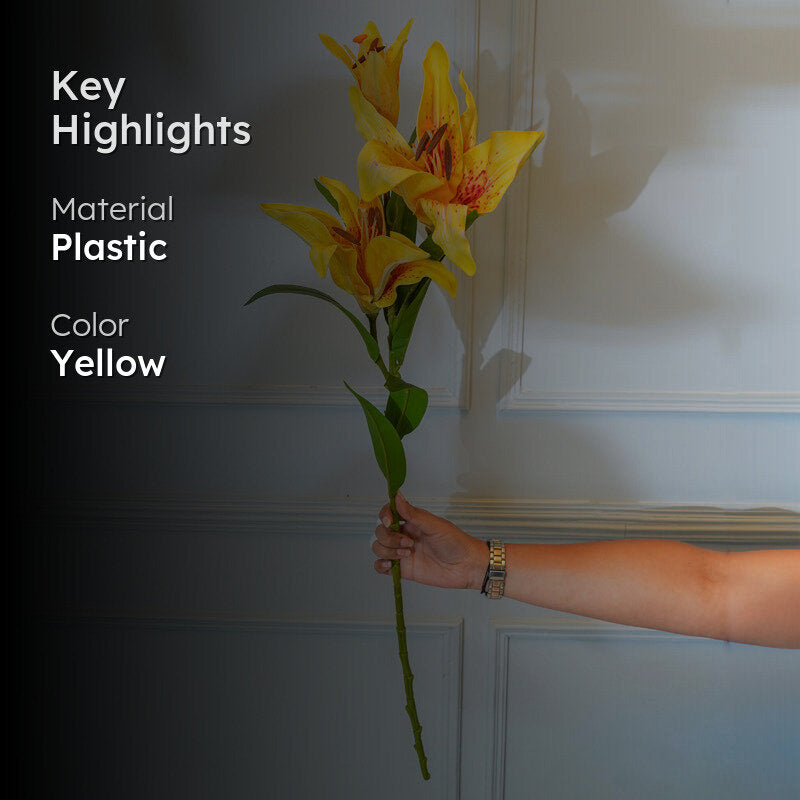 Faux Foam Lily Flower Stick (Yellow) - 35 CM media 2